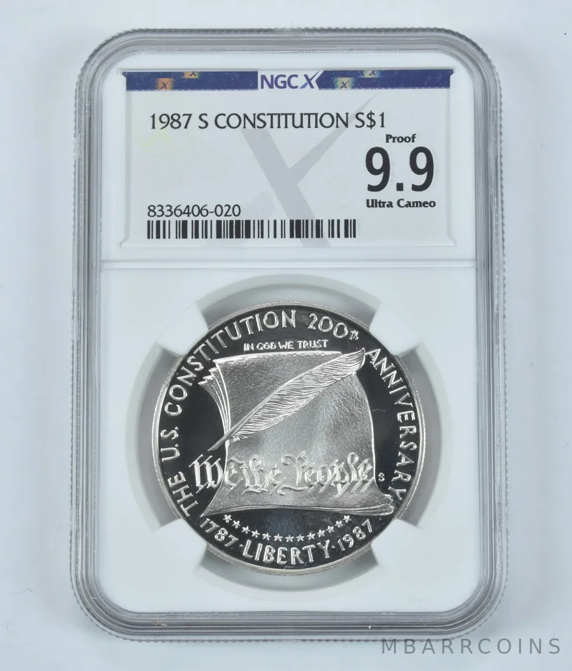 1987-S Constitution Commemorative Silver Dollar Proof 9.9 UCAM NGC X NGCX