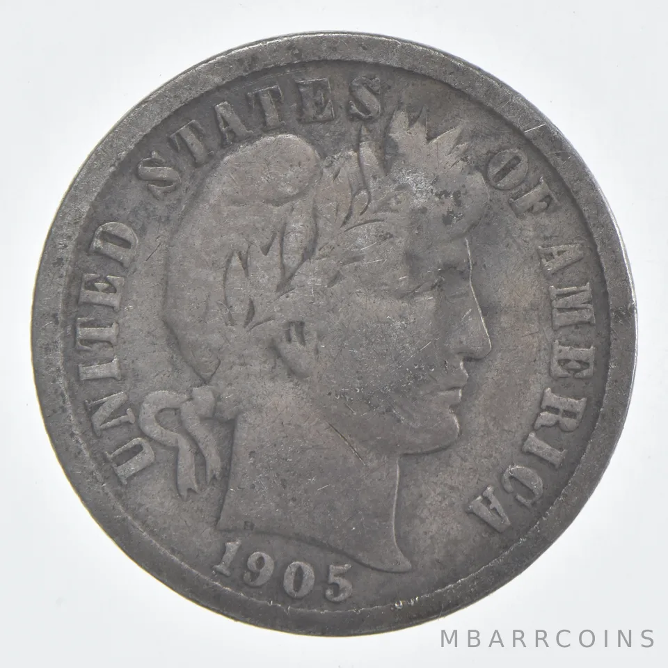 1905 (P) Barber Dime 90% Silver VG Condition