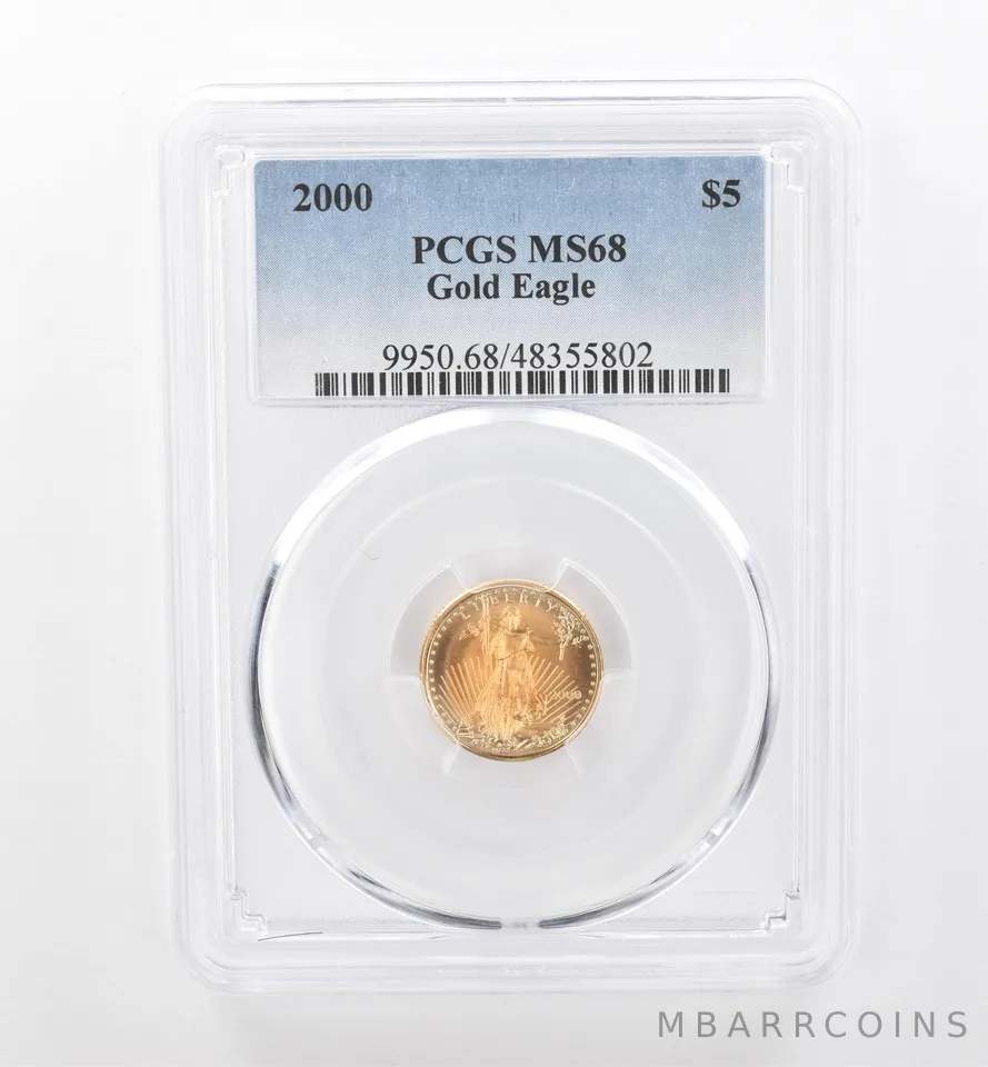 2000 $5 American Gold Eagle 1/10 Oz Gold MS68 PCGS Beautiful Tone *1952
