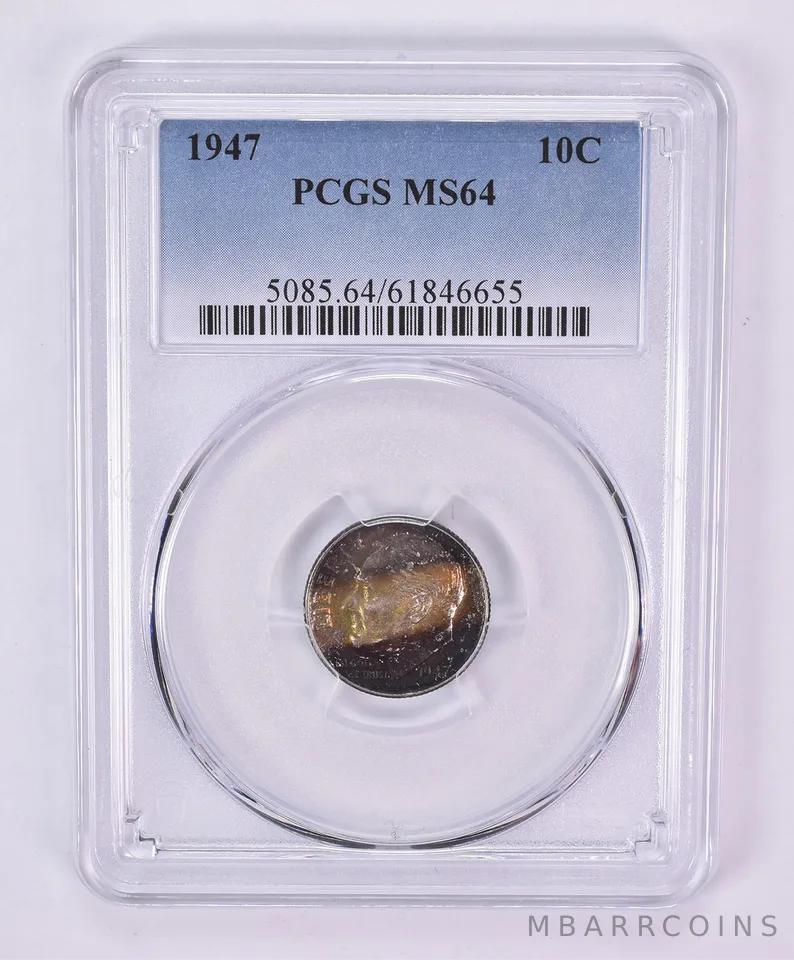 1947 Roosevelt Dime MS64 PCGS Beautiful Tone *1152