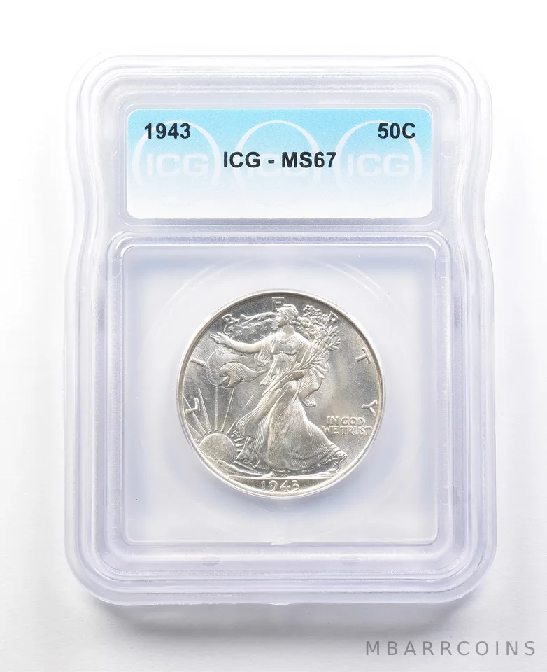 1943 Walking Liberty Half Dollar MS67 ICG *3021