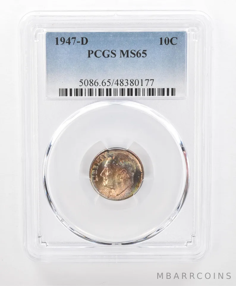 1947-D Roosevelt Dime MS65 PCGS Beautiful Tone *2741