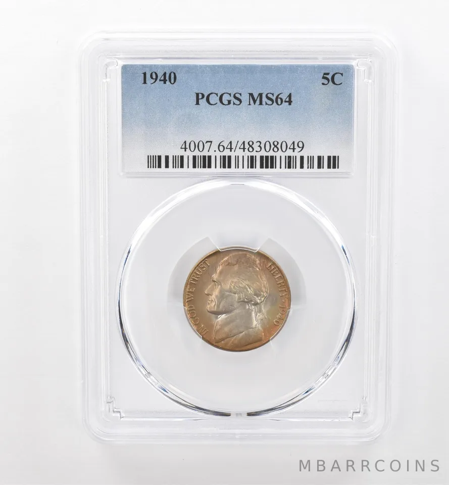 1940 Jefferson Nickel MS64 PCGS Beautiful Tone *1786