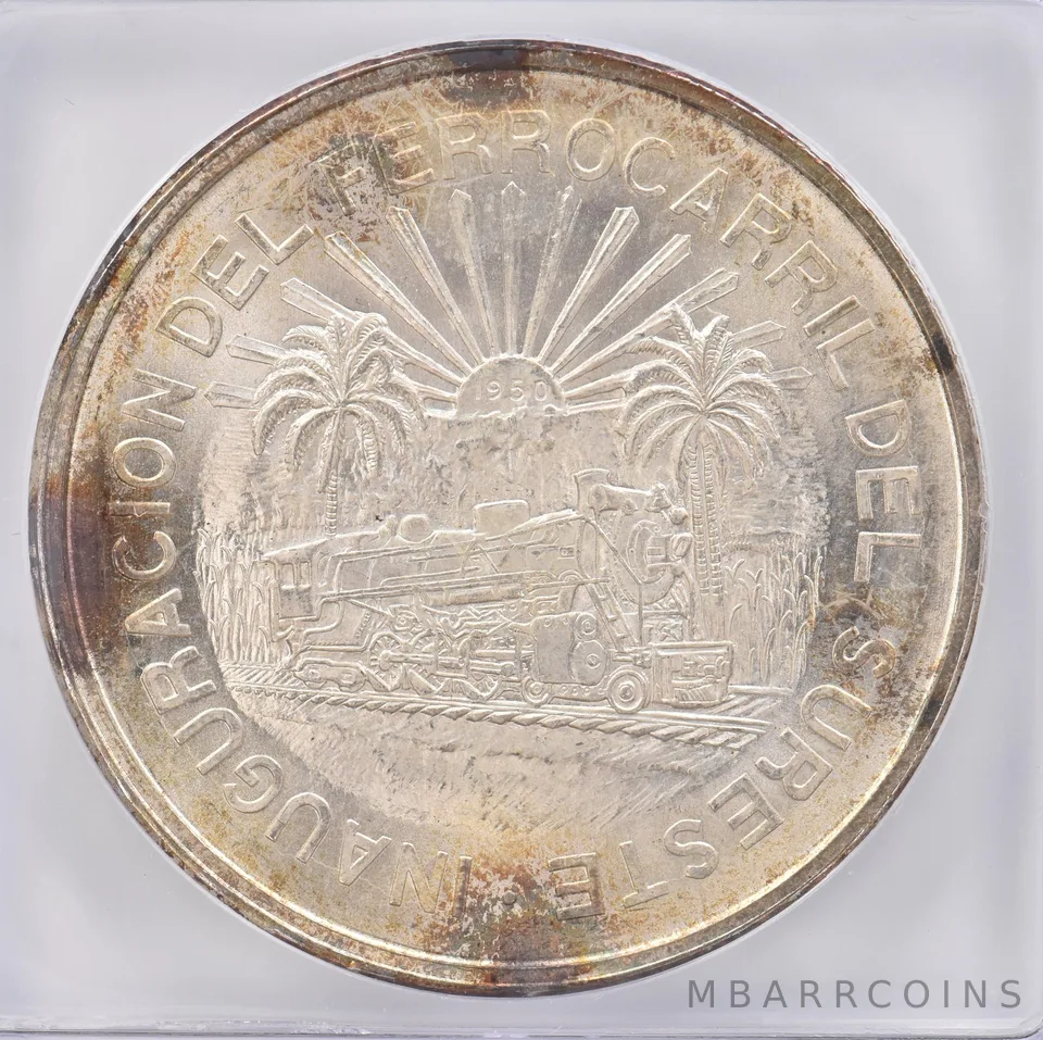 1950 Mo Mexico 5 Pesos MS65 KM#466 ICG Beautiful Tone *0841
