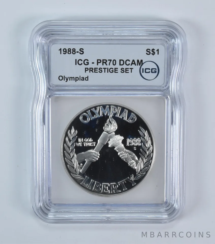 1988-S Olympic Torches Commemorative Silver Dollar Prestige Set PR70 DCAM ICG