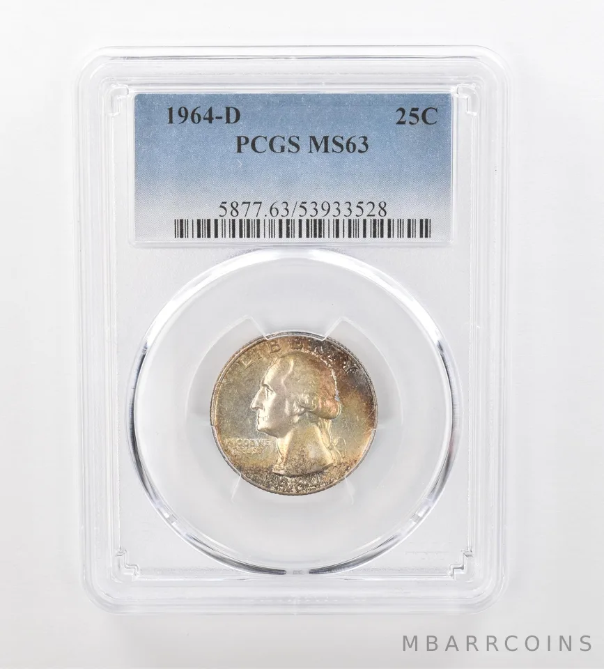 1964-D Washington Quarter MS63 PCGS Beautiful Tone *0931