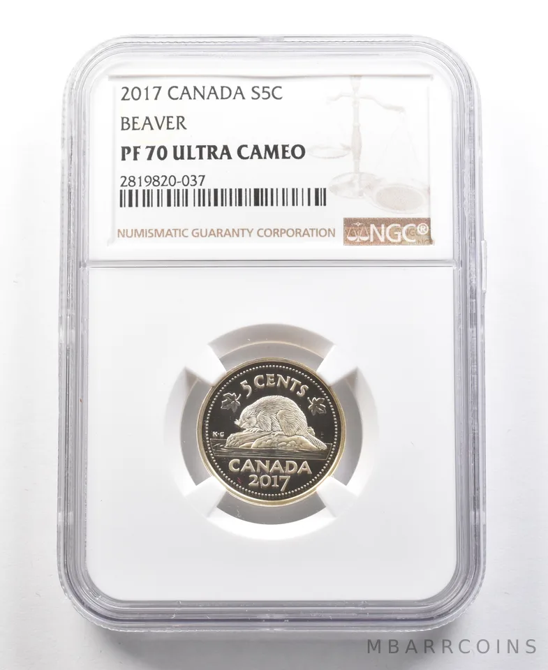2017 Canada 5 Cents Silver Beaver PF70 UCAM NGC a4485