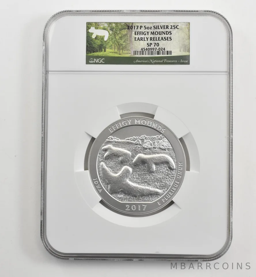 2019-P 5 Oz Silver Quarter ATB Effigy Mounds ER SP70 NGC *1665