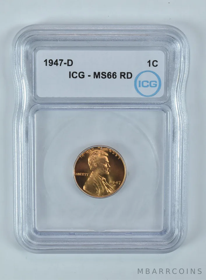 1947-D Lincoln Wheat Cent MS66 RD ICG
