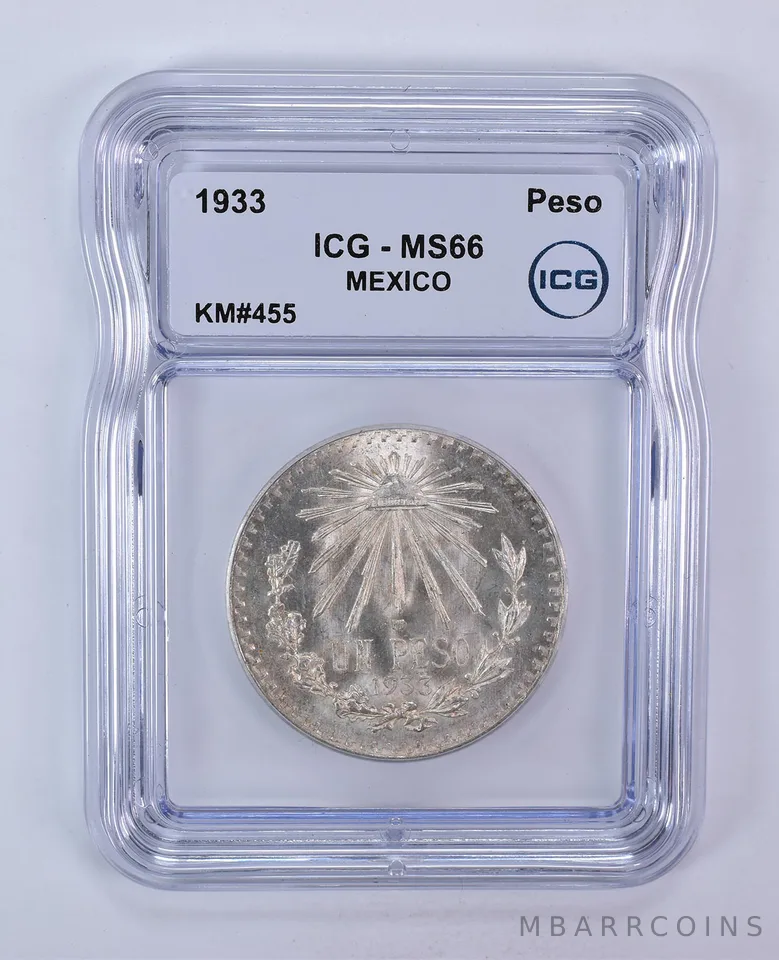 1933 Mexico Peso KM#455 MS66 ICG