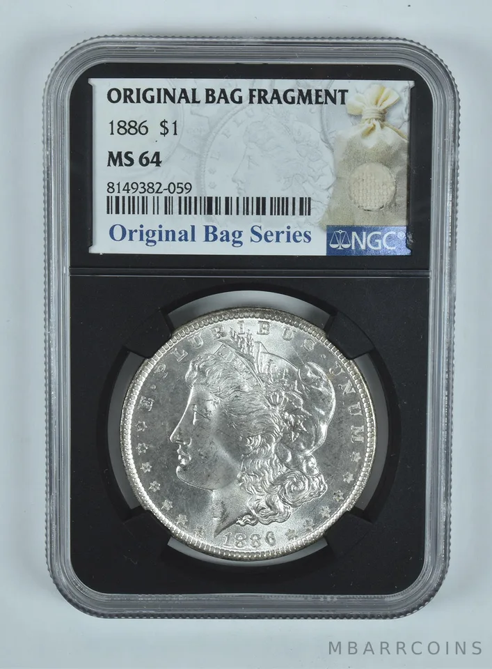 1886 Morgan Silver Dollar Original Bag Fragment MS64 NGC