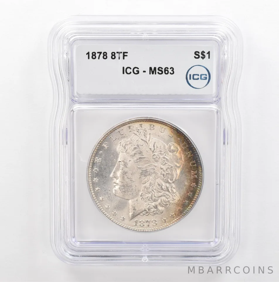 1878 8TF Morgan Silver Dollar MS63 ICG Peripheral Tone *5362