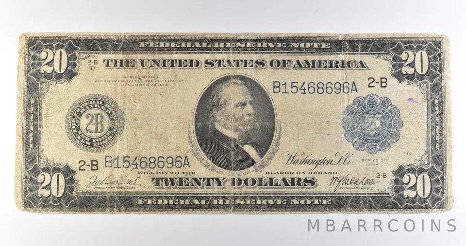 1914 $20 New York NY FRN Large Note Blue Seal *3651