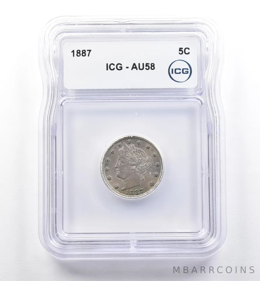 1887 Liberty V Nickel AU58 ICG *0291