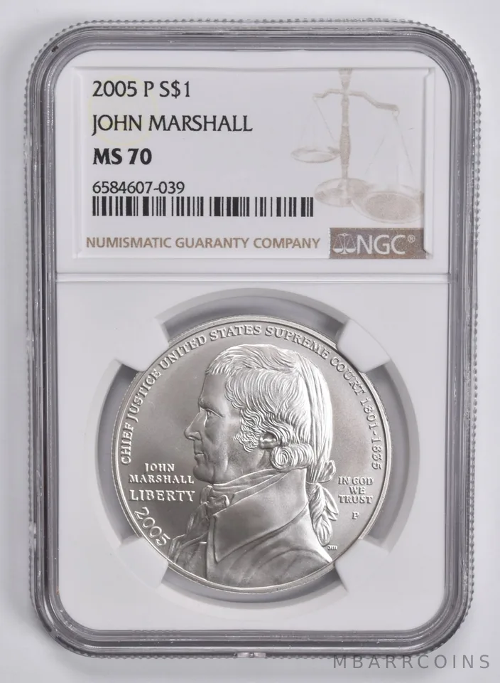 2005-P John Marshall Commemorative Dollar MS70 NGC Brown Label
