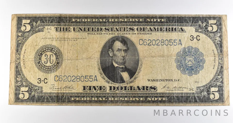 1914 $5 Philadelphia PA FRN Large Note Blue Seal *3667