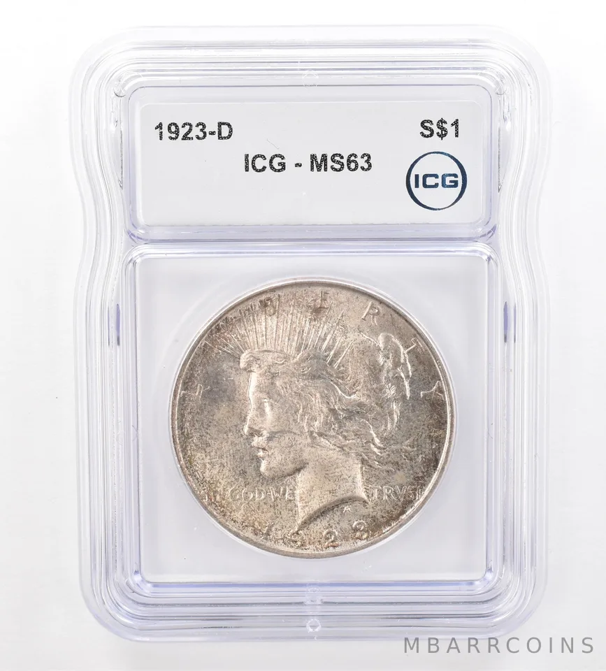 1923-D Peace Silver Dollar MS63 ICG Beautiful Tone *7346