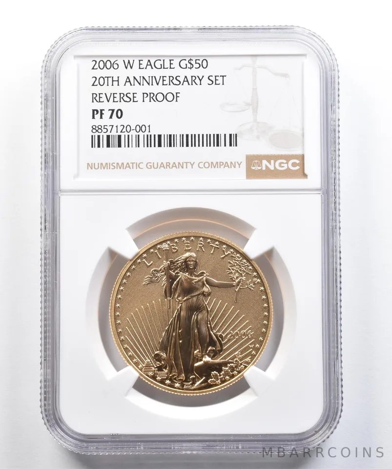 2006-W $50 American Gold Eagle 20th Anniversary Set Reverse PF70 NGC *4873
