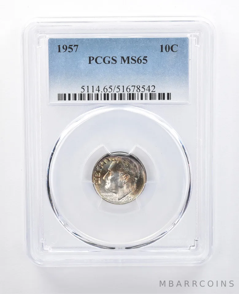 1957 Roosevelt Dime MS65 PCGS Beautiful Tone *8052