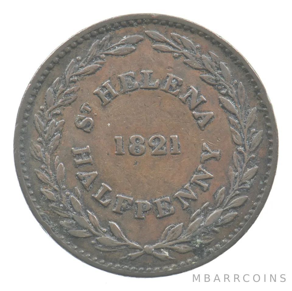 1821 British East Indian Half Penny St Helena *7016
