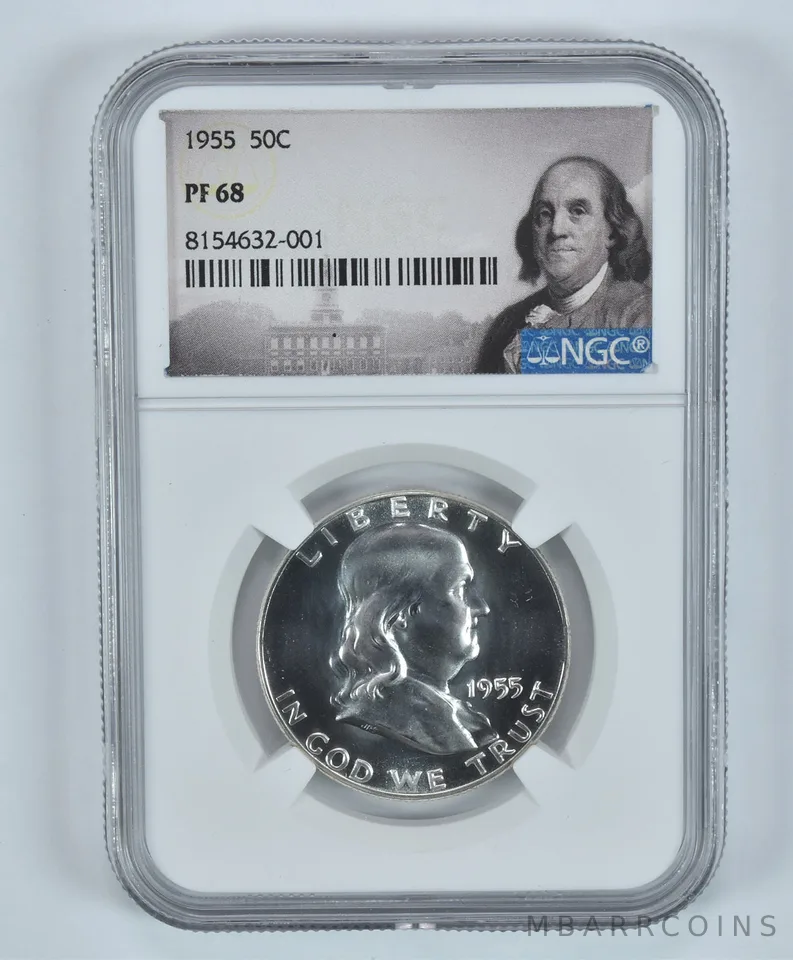 1955 Franklin Half Dollar PF68 NGC Great Almost Cameo Contrast *9166