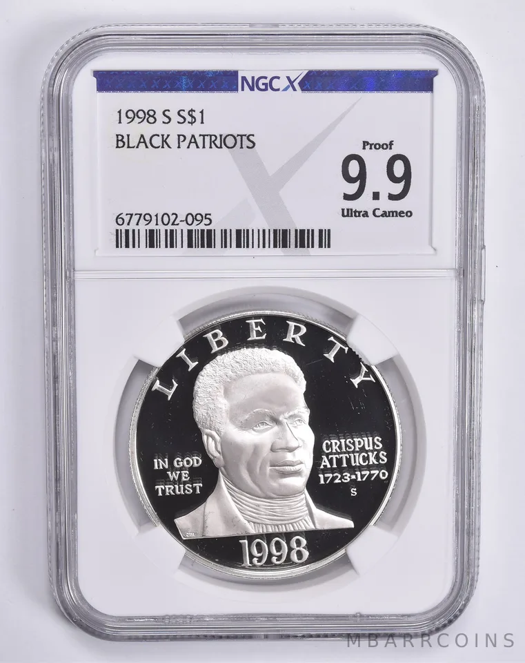 1998-S Black Patriots Commemorative Dollar Proof 9.9 UCAM NGC X NGCX