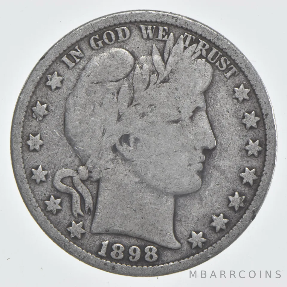 1898 (P) Barber Half Dollar 90% Silver VG Condition