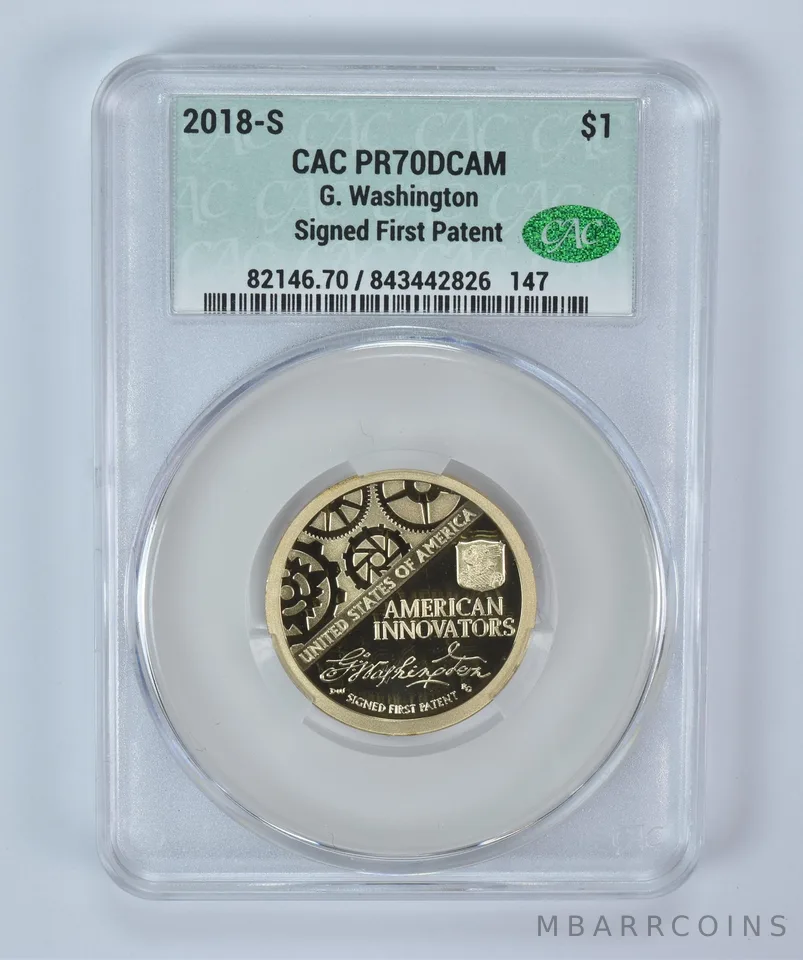 2018-S Innovation $1 George Washington First Patent PR70 DCAM CAC CACg
