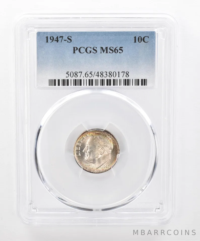 1947-S Roosevelt Dime MS65 PCGS Beautiful Tone *2740