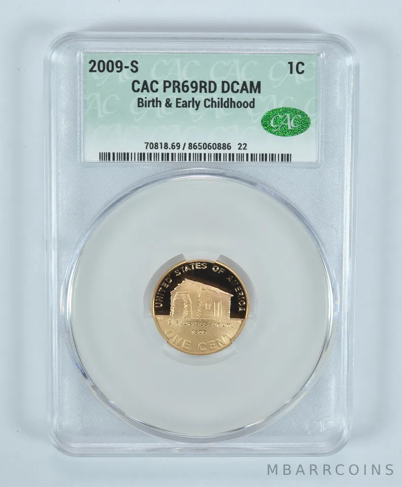 2009-S Lincoln Memorial Cent Birth & Childhood PR69 RD DCAM CAC CACg