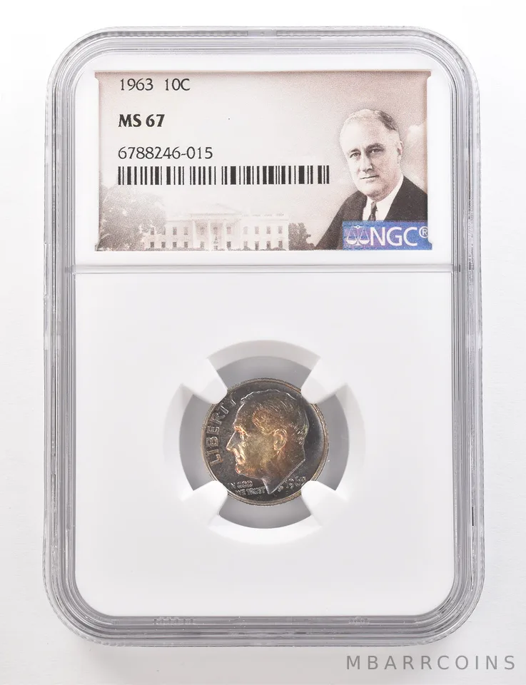 1963 Roosevelt Dime MS67 NGC Beautiful Tone *3389