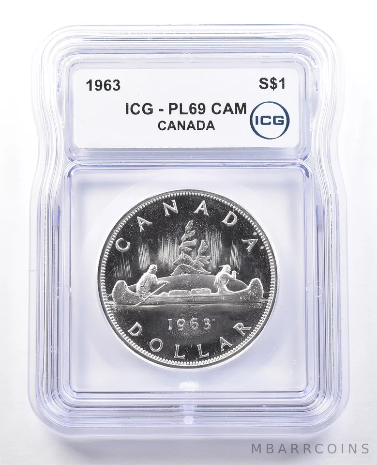 1963 Canada 1 Dollar Silver Voyageurs PL69 CAM ICG