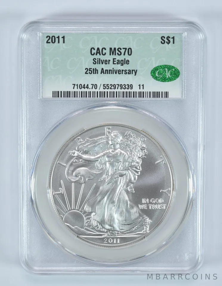 2011 American Silver Eagle 25th Anniversary MS70 CAC CACg