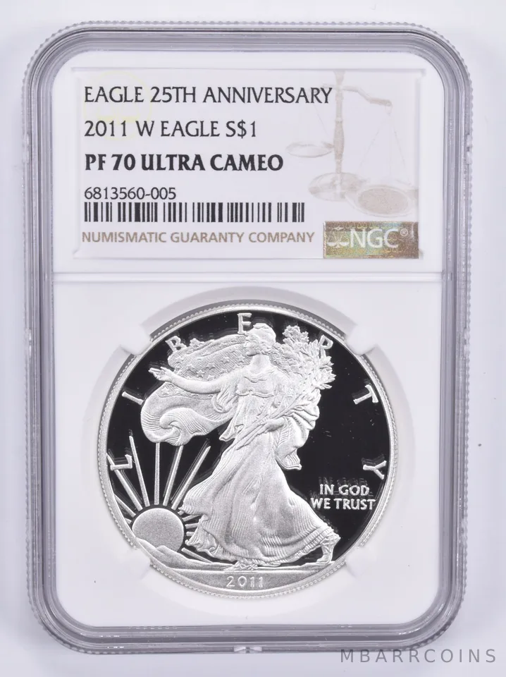 2011-W American Silver Eagle 1 Oz PF70 UCAM NGC Brown Label