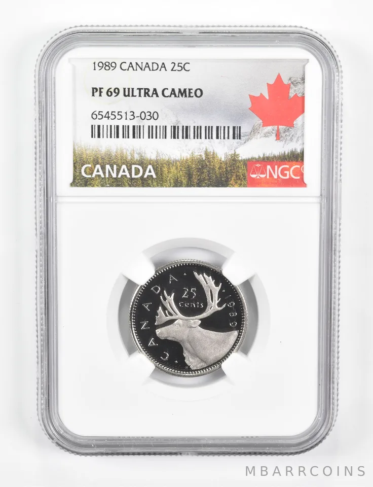 1989 Canada 25 Cents PF69 NGC Canada Lbl