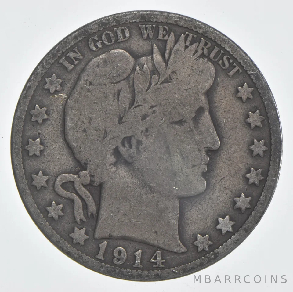 1914-S Barber Half Dollar 90% Silver VG Condition