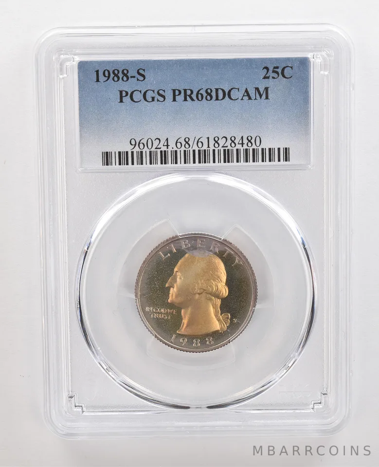 1988-S Washington Quarter PR68 DCAM PCGS Beautiful Tone *4378