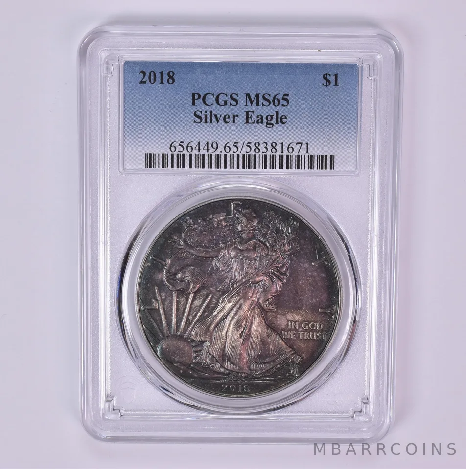 2018 American Silver Eagle MS65 PCGS Beautiful Tone *1523