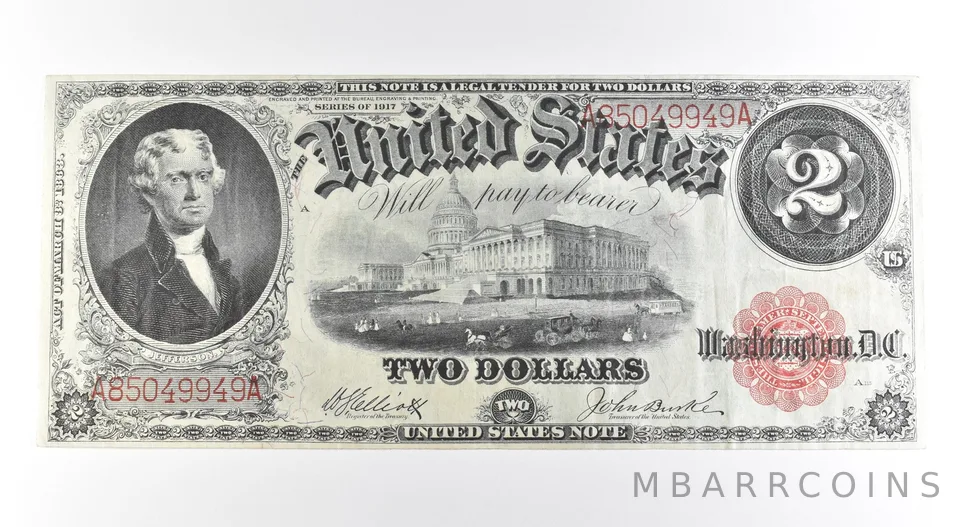 1917 $2 Legal Tender Large Note Red Seal *2636