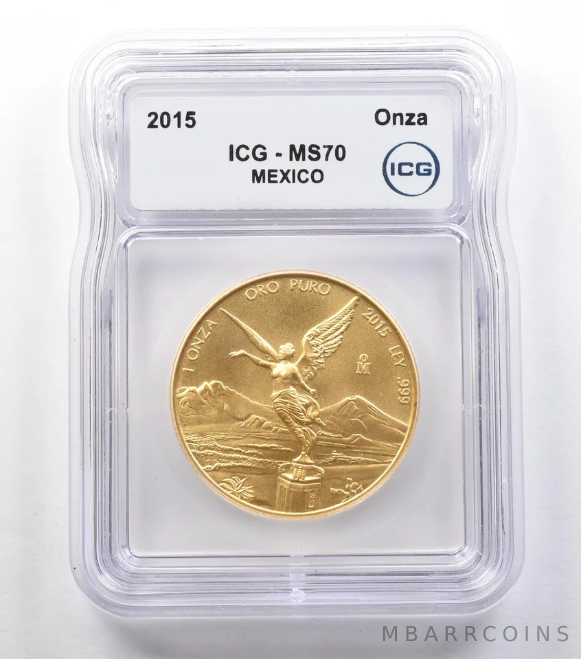 2015 Mo Mexico 1 Onza Gold Libertad MS70 ICG *2548