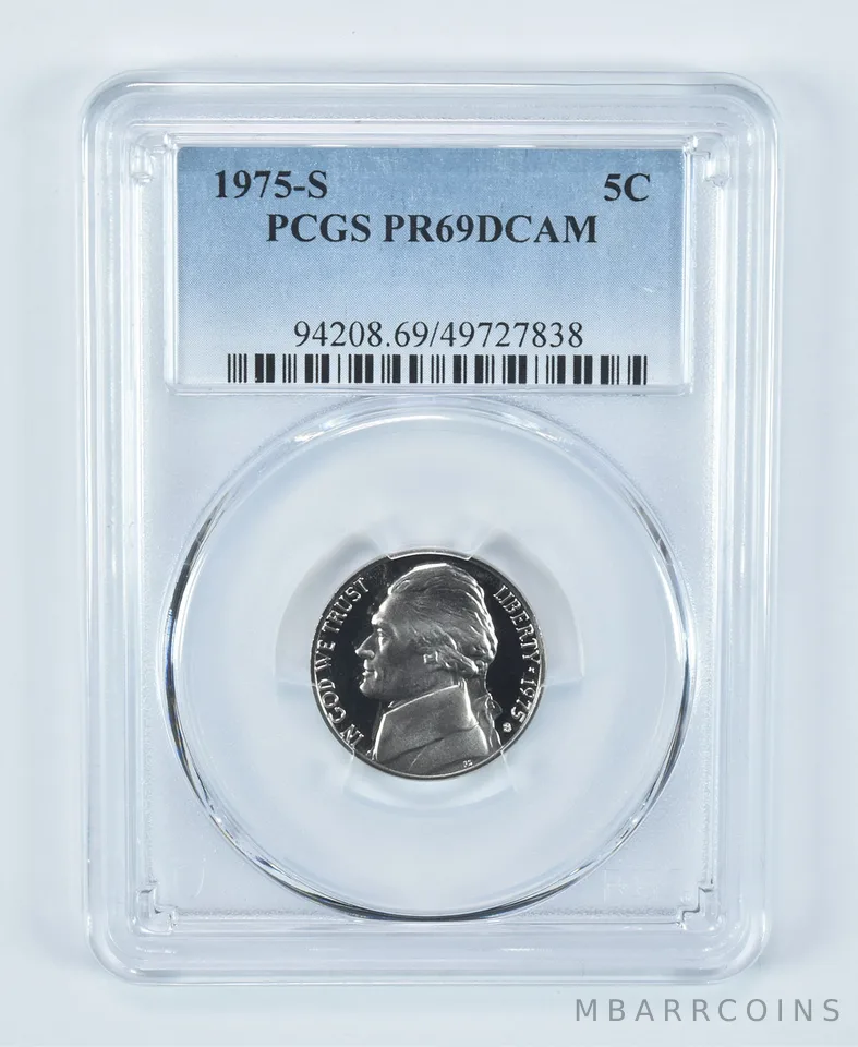 1975-S Jefferson Nickel PR69 DCAM PCGS Blue Label