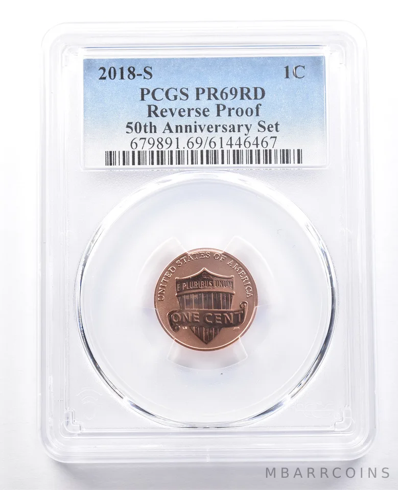 2018-S Lincoln Shield Cent 50th Anniversary Set Reverse Proof PR69 RD PCGS