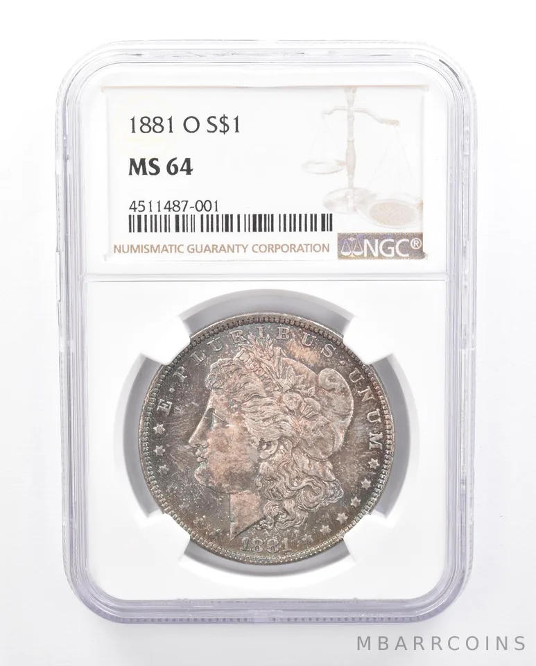 1881-O Morgan Silver Dollar MS64 NGC Rainbow Tone *5254