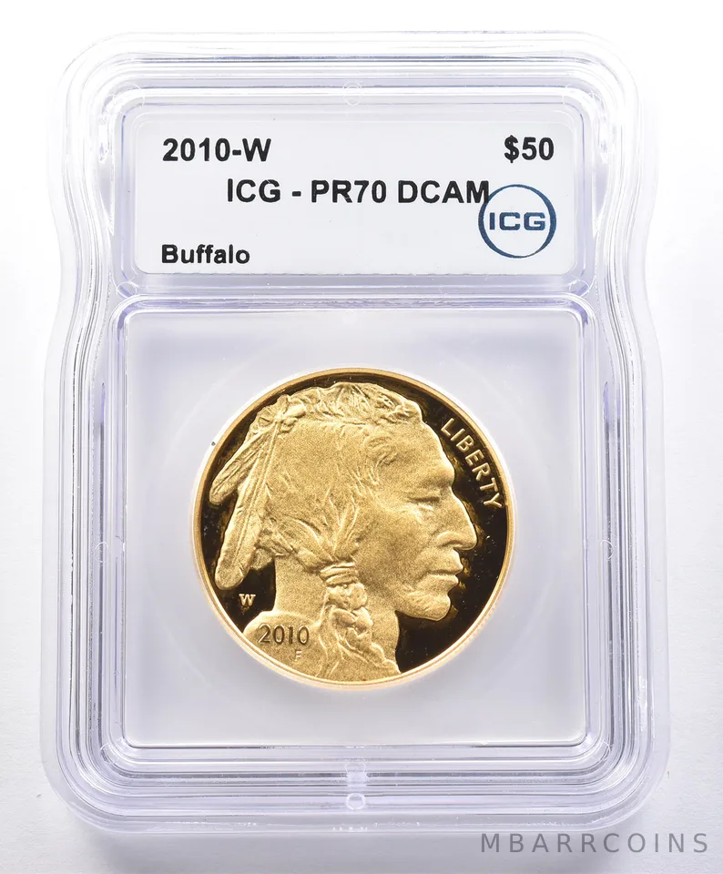 2010-W $50 American Gold Buffalo 1 Oz Gold PR70 DCAM ICG