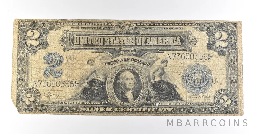 1899 $2 Silver Certificate Blue Seal Large Note Fr#258 *4652