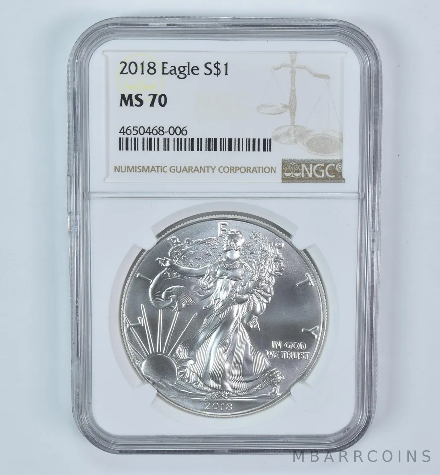 2018 American Silver Eagle MS70 NGC Brown Label