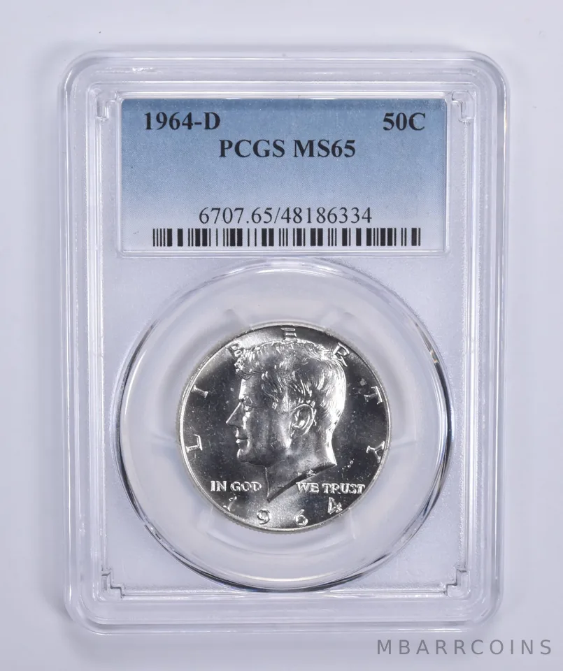 1964-D Kennedy Half Dollar Silver MS65 PCGS Blue Label