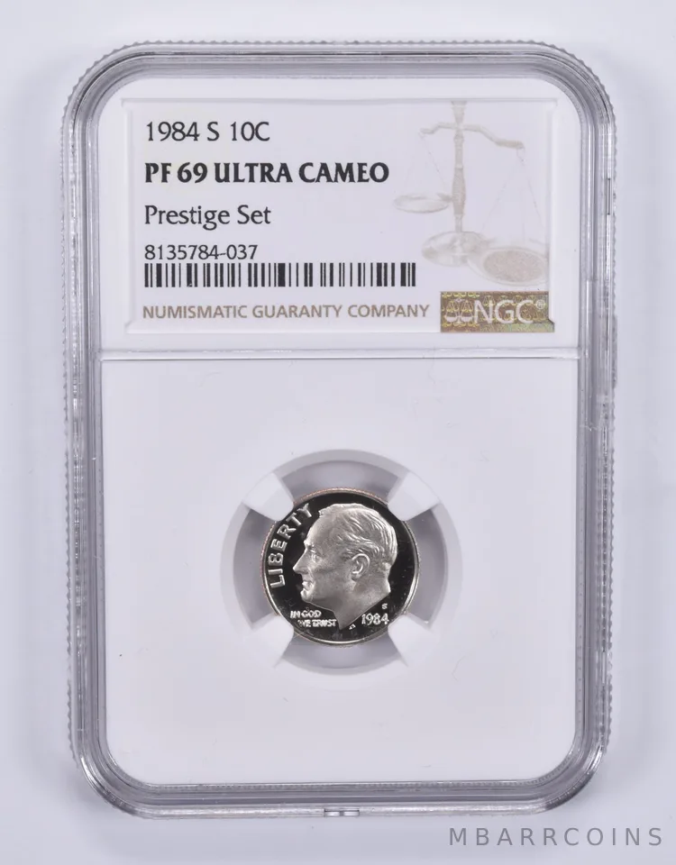 1984-S Roosevelt Dime Prestige Set PF69 UCAM NGC Brown Label