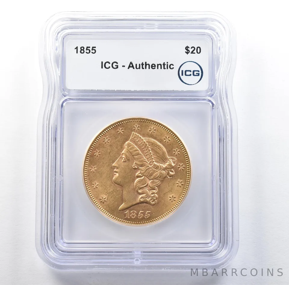 1855 $20 Liberty Head Gold Double Eagle Authentic ICG *3053