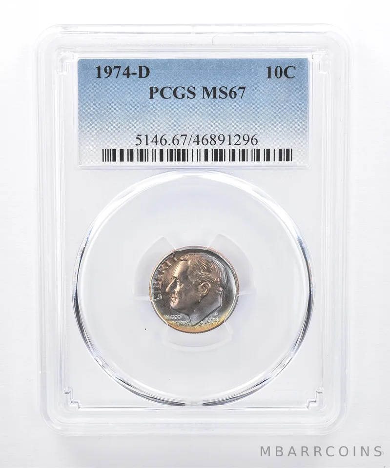 1974-D Roosevelt Dime MS67 PCGS Beautiful Tone *8320